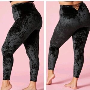 NWT Yitty Black Velour Plusshy Shaping High Waist Legging Sz 2X Soft Stretchy